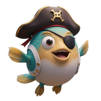 Fugu Casino Logo - Piraten Fugu Fisch mit Piratenhut