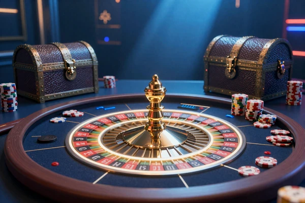 Live Casino Tisch mit Roulette Rad und Dealer im Fugu Casino Unterwasser Theme
